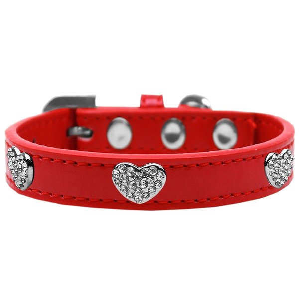 Mirage Pet Products Crystal Heart Dog CollarRed Size 16 87-06 RD16